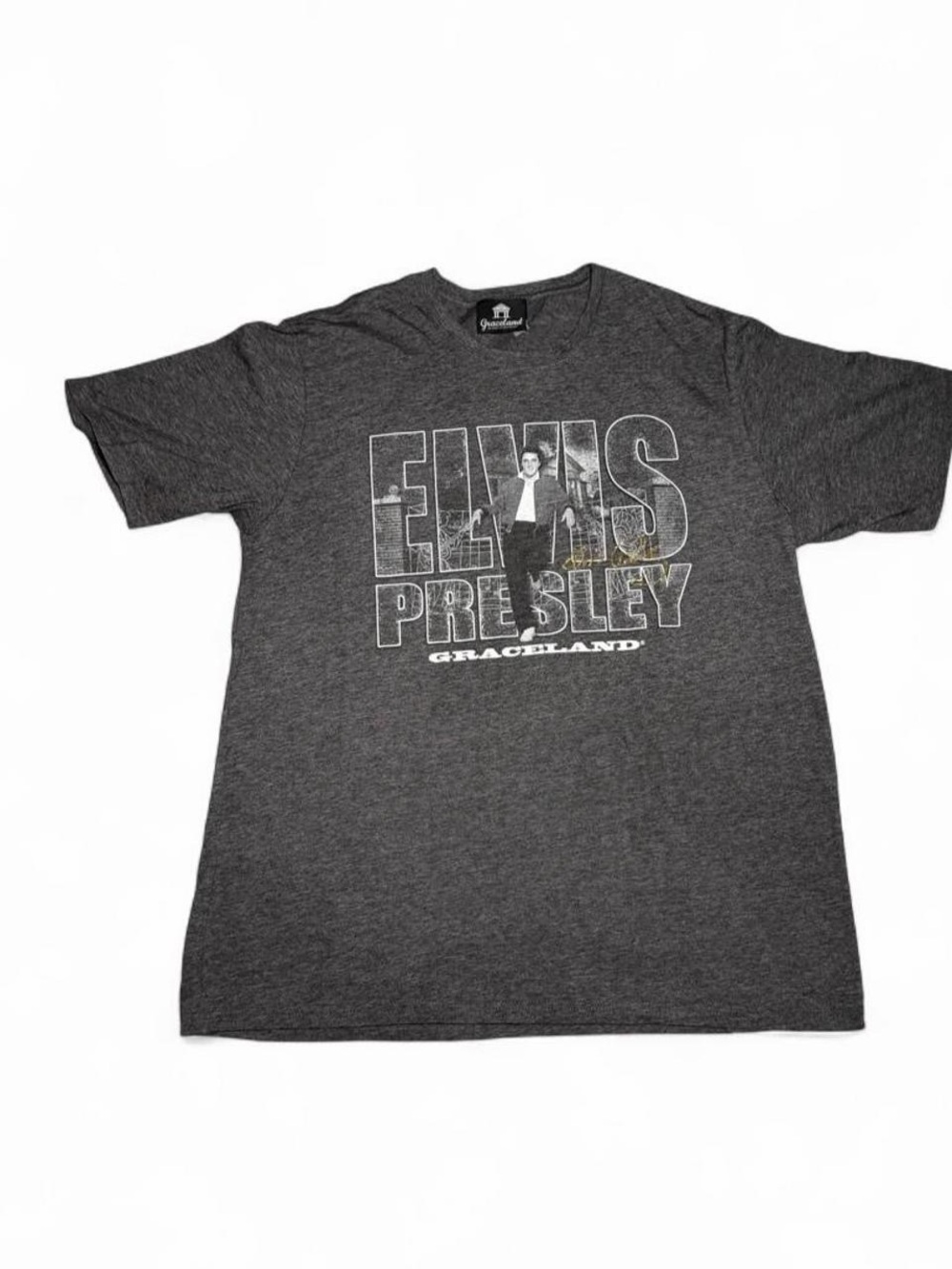 Grace Men's Charcoal Gray Elvis Presley Graceland Graphic Tee